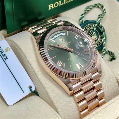 rolex day date president rose gold champagne dial|rolex day date rose gold green dial.